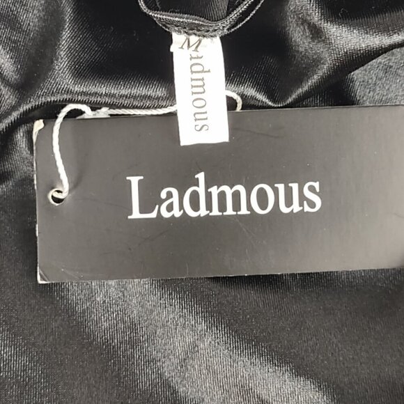 Ladmous Black Off The Shoulder Bat Sleeve Ruched Bodycon Mini Dress Size M (NWT) - Picture 12 of 13